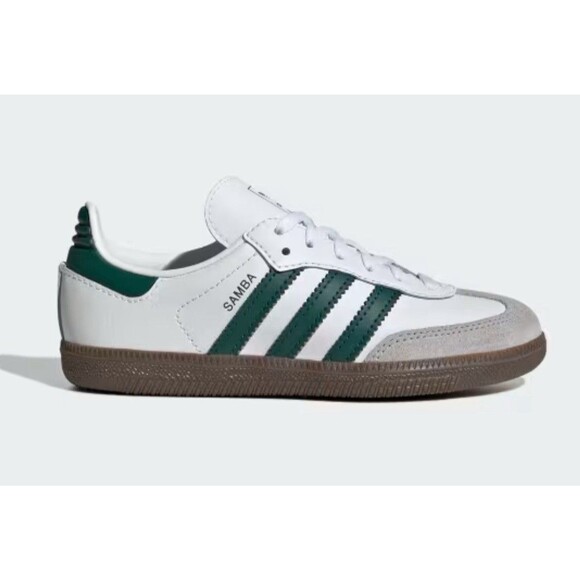 Toddler Samba OG Comfort Closure Elastic Lace Shoes - Cloud  Adidas Samba OG Cloud White Green Preschool Casual Kids JQ2840 XMAS